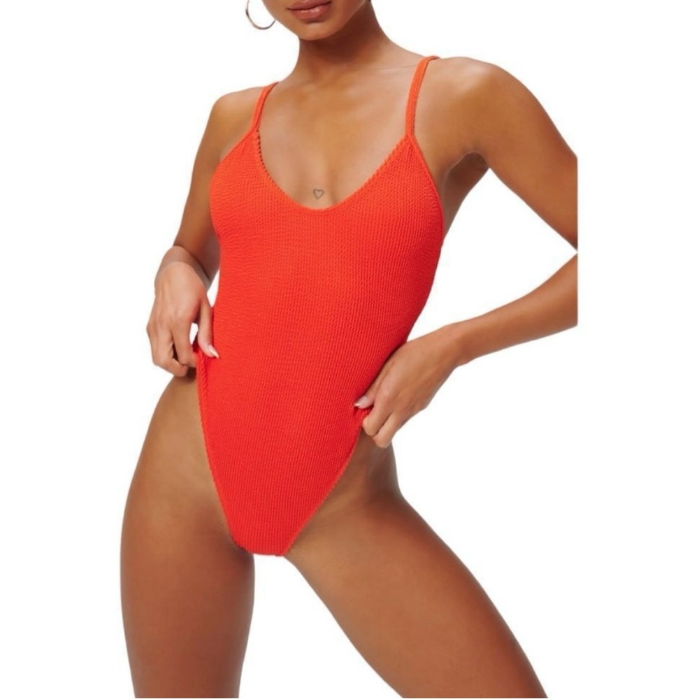 Good American Always Fits One Piece Swimsuit in Bright Poppy Red NWT